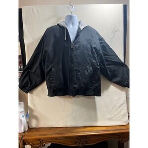 Main Event Windbreaker Jacket Full Zip Hooded Lightweight Black Mens‎ Large